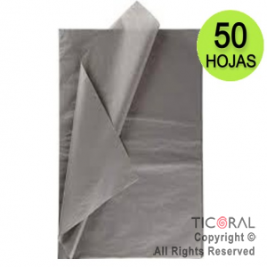 PAPEL SEDA BARRILETE COLOR 50X70 CM -50 HOJAS GRIS X 1